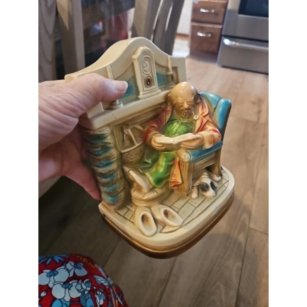 G.S. Allen Old Man Reading By Fireplace ChalkWare One Bookend